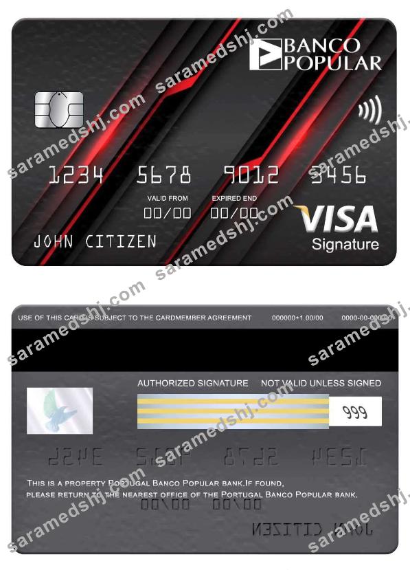Portugal Banco Popular bank visa signature card